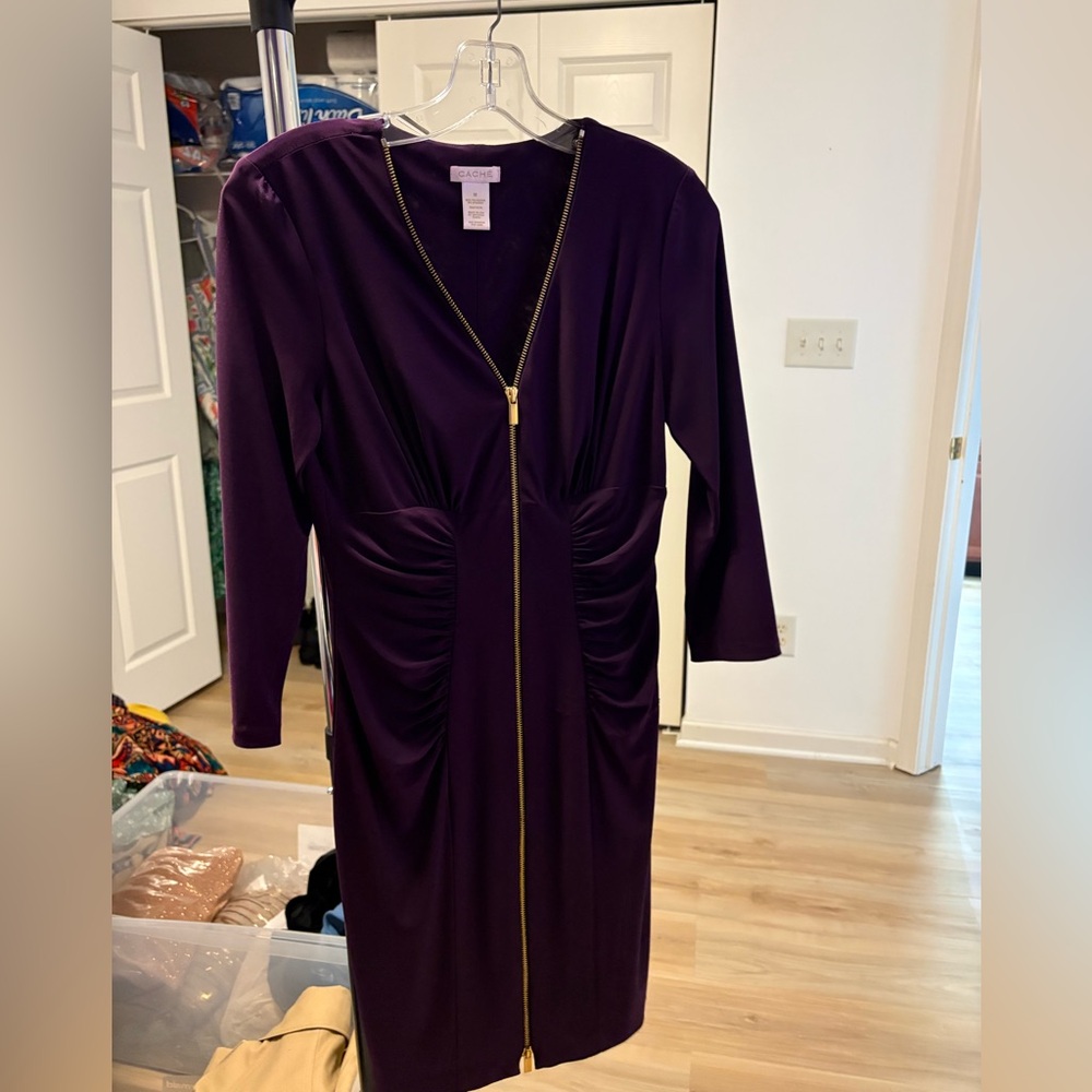 Cache Deep Purple Long Sleeve Dress
